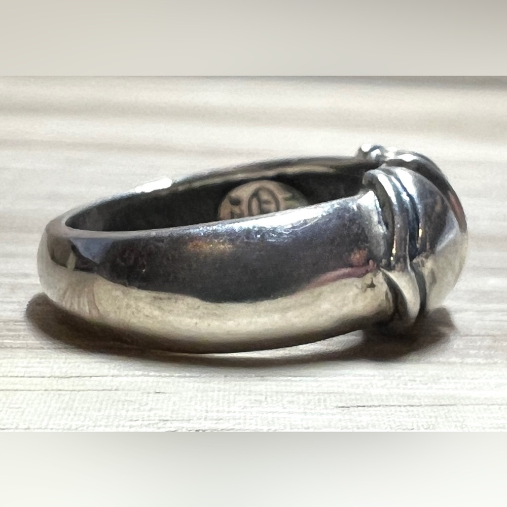 Designer Signed JA Sterling Silver & 18K Yellow Gold Accented Band Ring, Size 6 - Picture 6 of 11